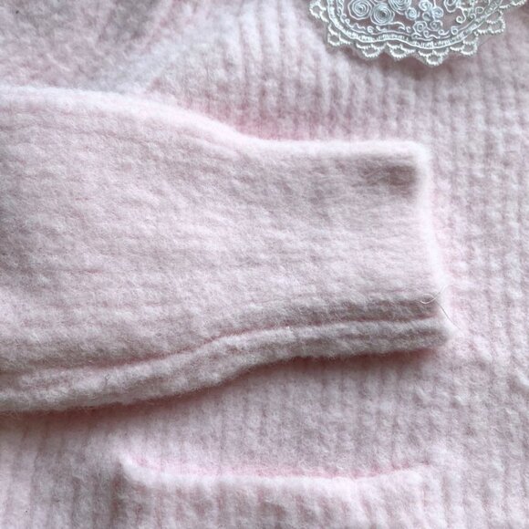 HOUSE OF HARLOW 1960 PINK EMBROIDERED BEADED BUTTON KNIT PREPPY CARDIGAN - Picture 7 of 10